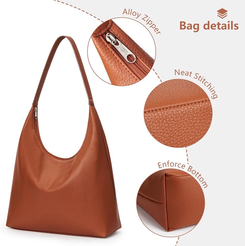 KALIDI Casual Tote Bag Vegan Leather Hobo Zipper Work Bag Weekender Shoulder for Women Shoulder Travel Purse - Image 3
